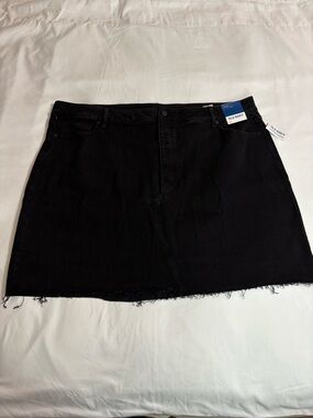 NWT Old Navy Black Raw-Hem Button Fly Denim Mini Skirt size 26